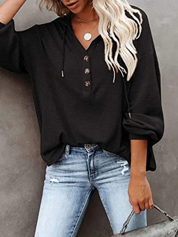 Women’s Cardigan Hoodie Casual Loose Solid Color Sweatshirt