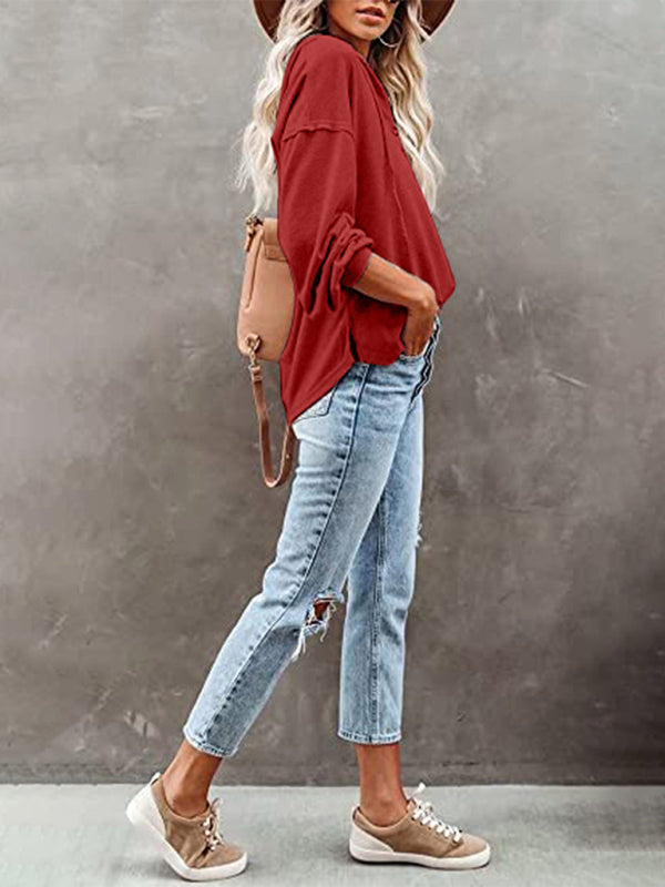 Women’s Cardigan Hoodie Casual Loose Solid Color Sweatshirt