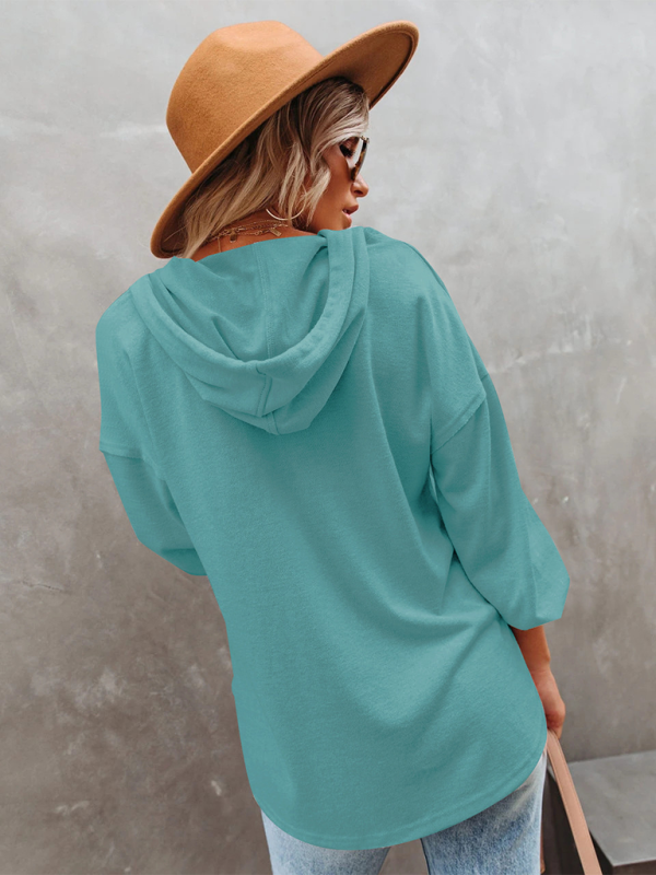 Women’s Cardigan Hoodie Casual Loose Solid Color Sweatshirt