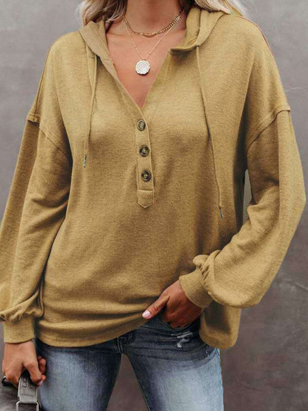 Women’s Cardigan Hoodie Casual Loose Solid Color Sweatshirt - Coffee / S