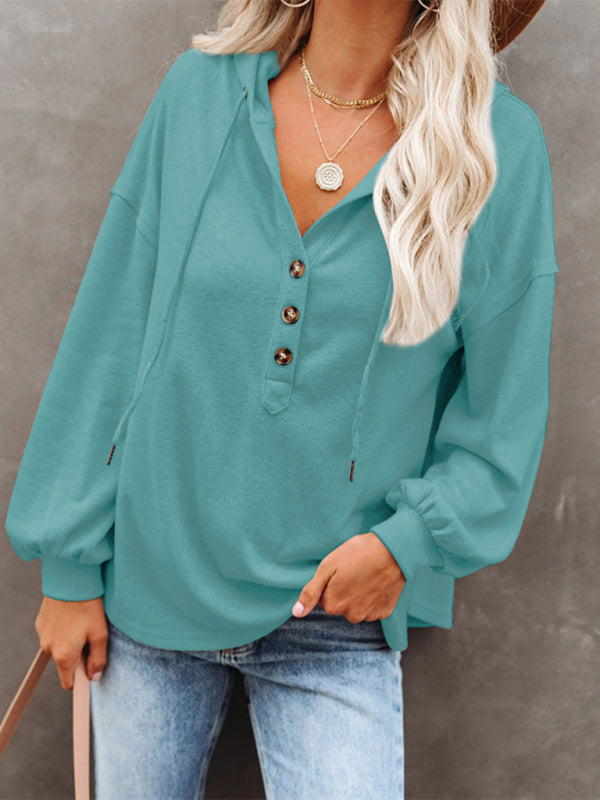 Women’s Cardigan Hoodie Casual Loose Solid Color Sweatshirt - Green black jasper / S