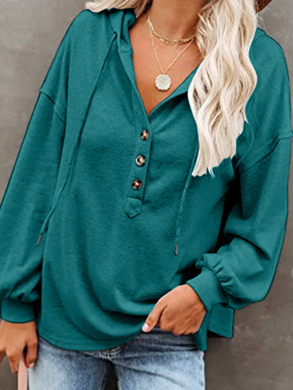 Women’s Cardigan Hoodie Casual Loose Solid Color Sweatshirt - Green / S