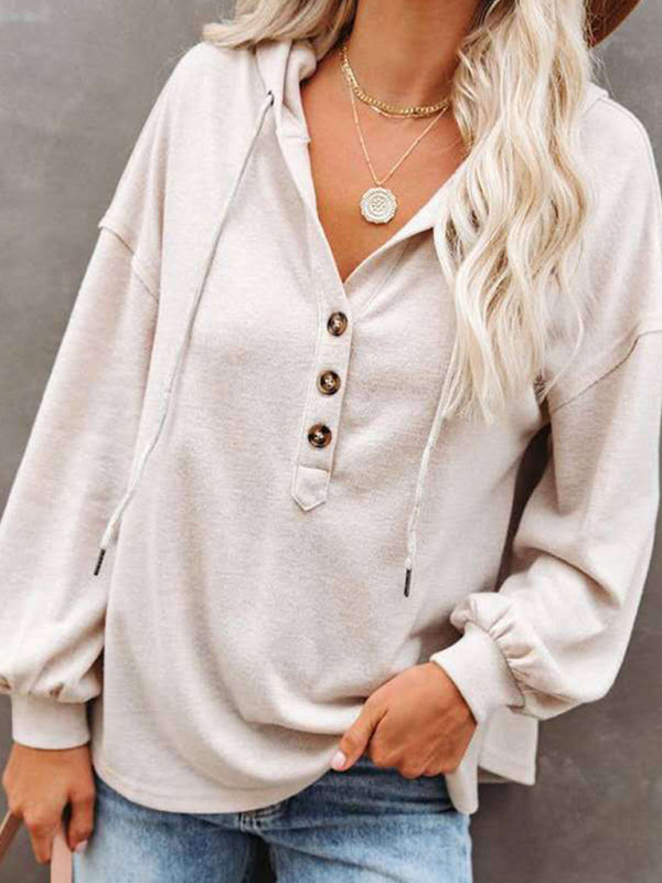 Women’s Cardigan Hoodie Casual Loose Solid Color Sweatshirt - Raw white off white / S