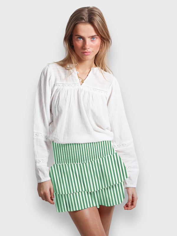 Women’s casual cake skirt striped print short skirt Y2k hot girl skirt - Green / S