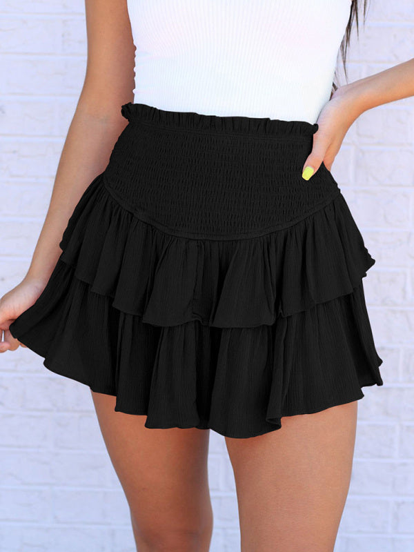 Women’s Casual Fashion All-Match Cake Short Skirt - Black / S