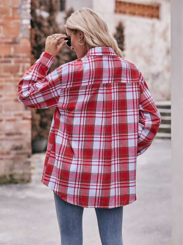 Women’s Casual Fashion Oversize Loose Plaid Shirt