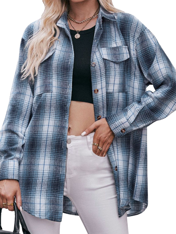 Women’s Casual Fashion Oversize Loose Plaid Shirt