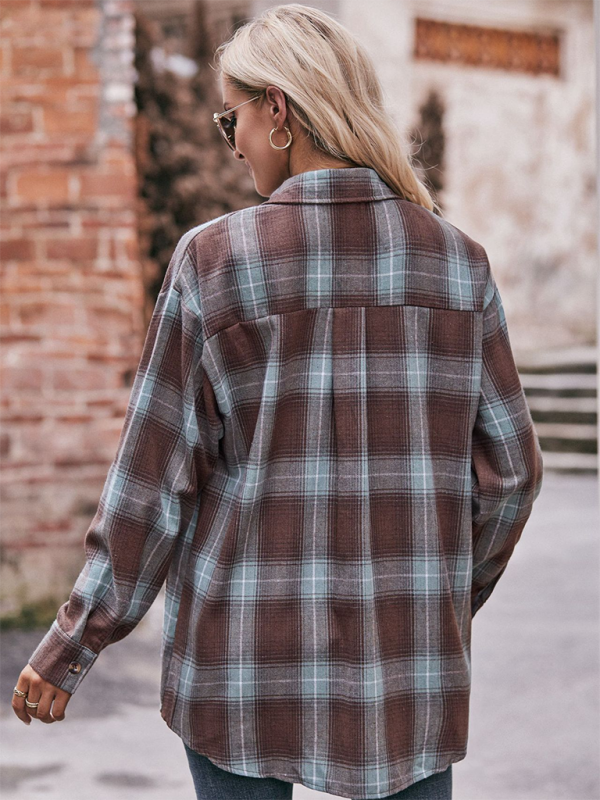 Women’s Casual Fashion Oversize Loose Plaid Shirt