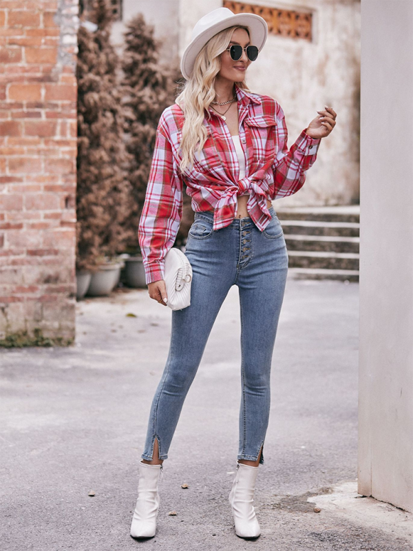 Women’s Casual Fashion Oversize Loose Plaid Shirt