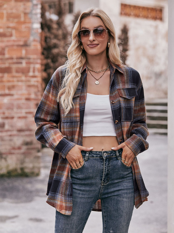 Women’s Casual Fashion Oversize Loose Plaid Shirt