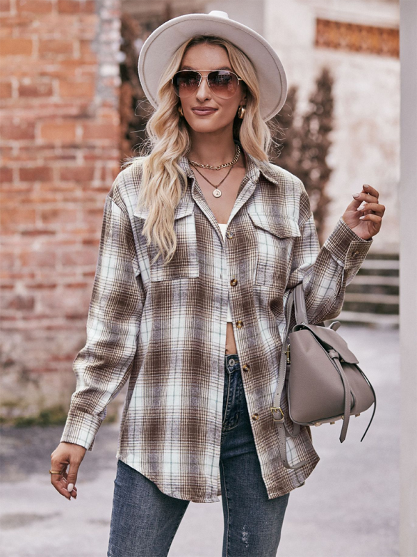 Women’s Casual Fashion Oversize Loose Plaid Shirt