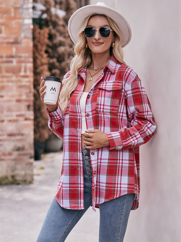 Women’s Casual Fashion Oversize Loose Plaid Shirt