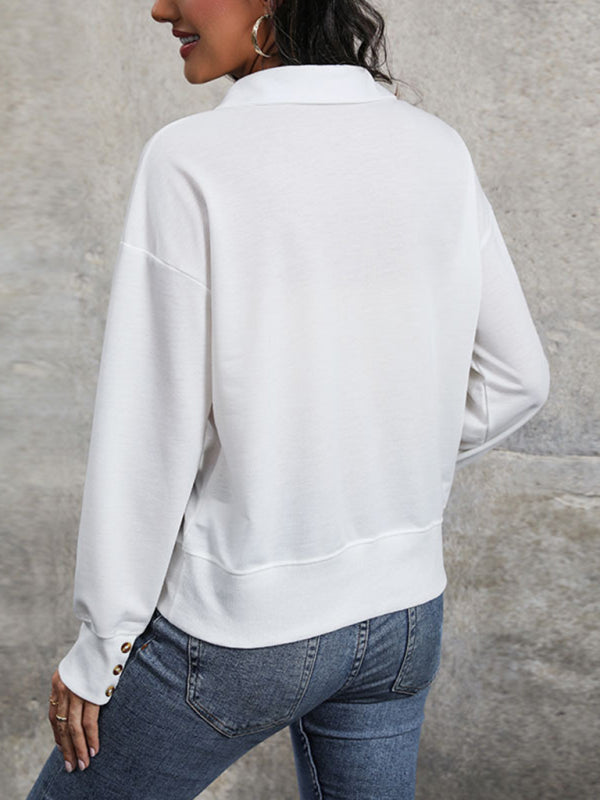 Women’s casual lapel tops V-neck T-shirt