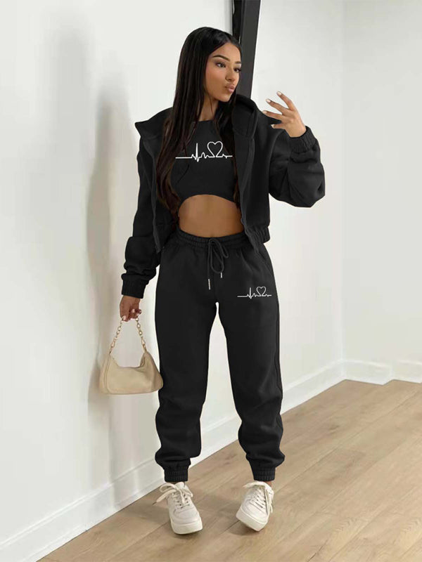 Women’s Casual Leisure Two-Piece Jogger Set - Black / S