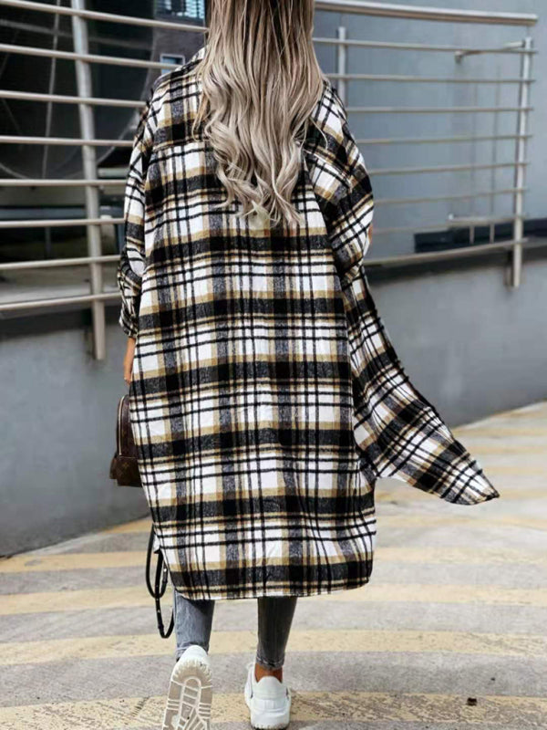 women’s casual long plaid shirt jacket