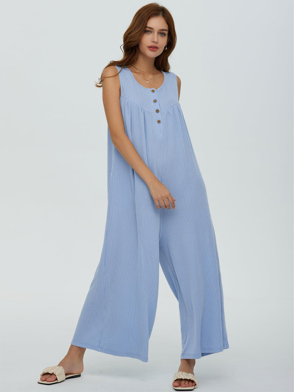 Women’s casual pocket button jumpsuit