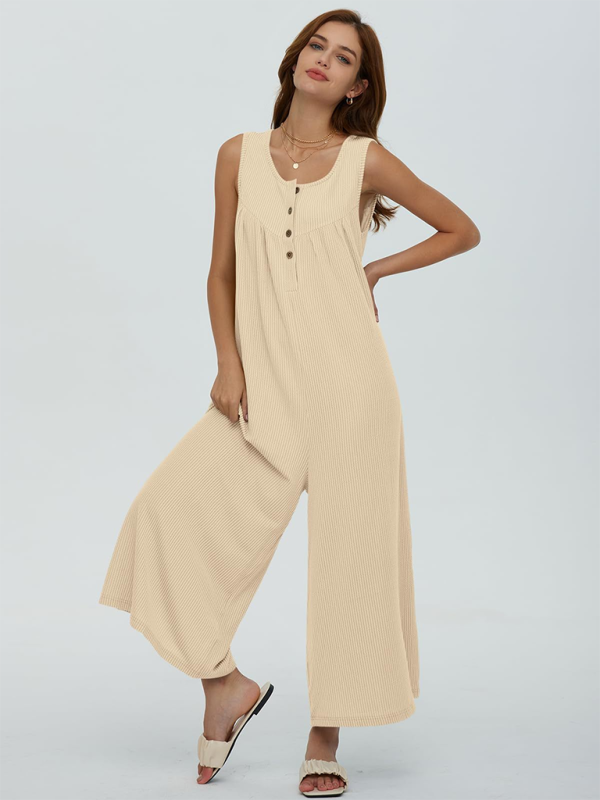 Women’s casual pocket button jumpsuit