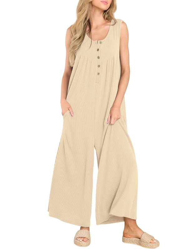 Women’s casual pocket button jumpsuit