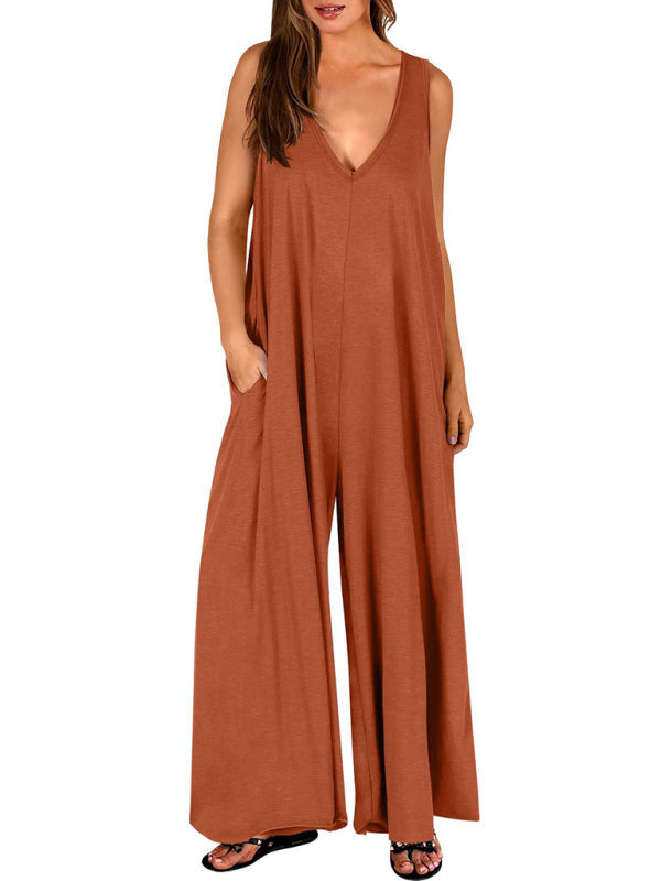 Women’s casual pocket thin jumpsuit