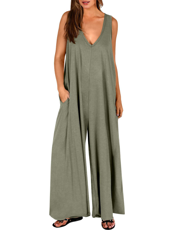 Women’s casual pocket thin jumpsuit