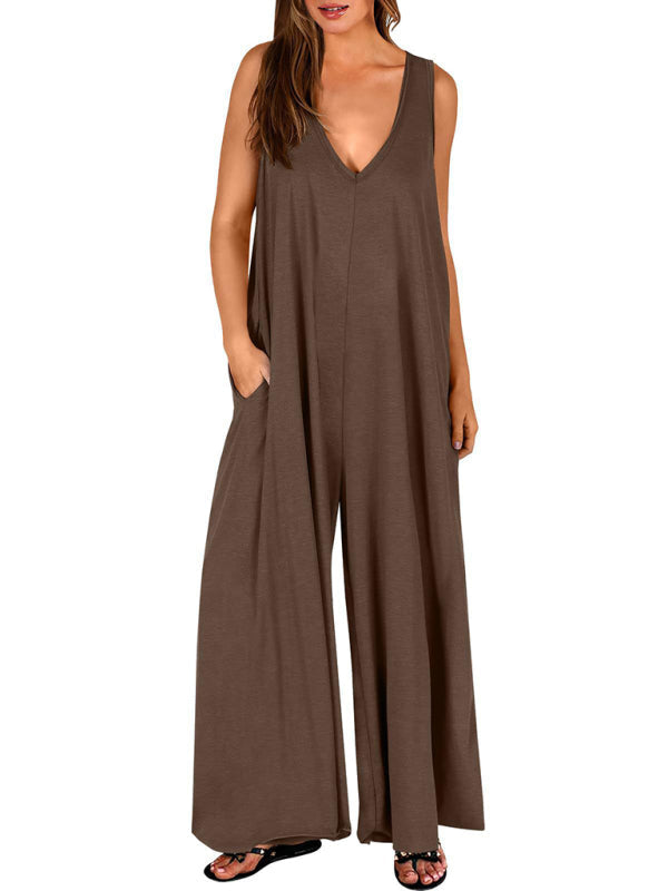 Women’s casual pocket thin jumpsuit