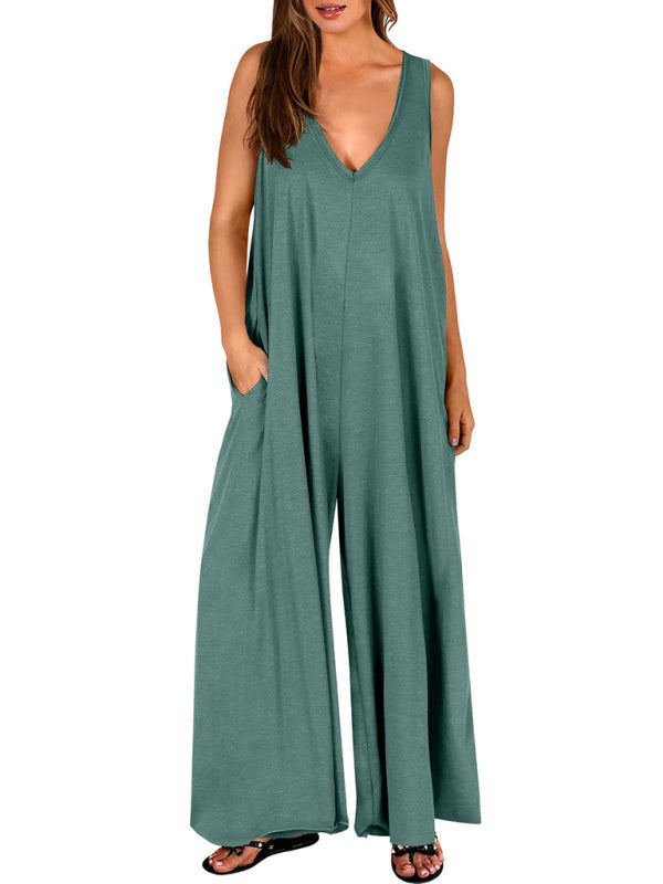 Women’s casual pocket thin jumpsuit