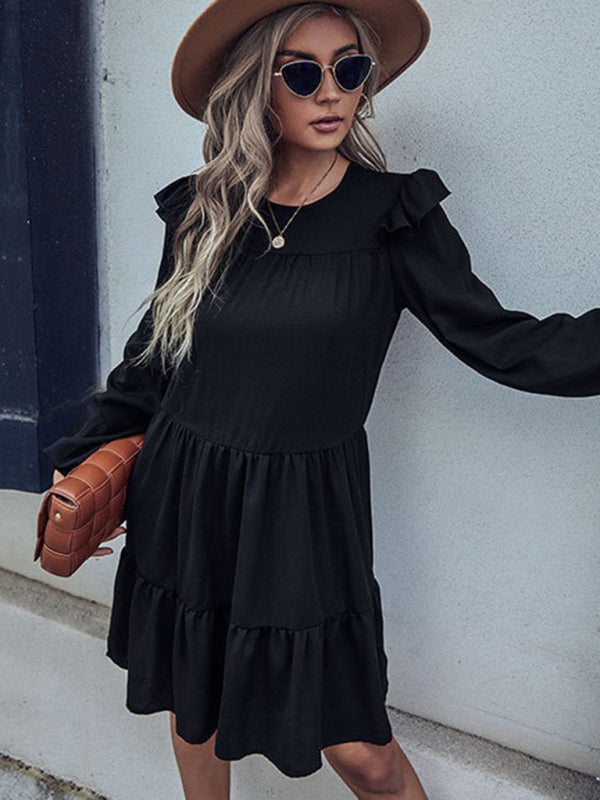 Women’s Casual Ruffled Long Sleeve Dress