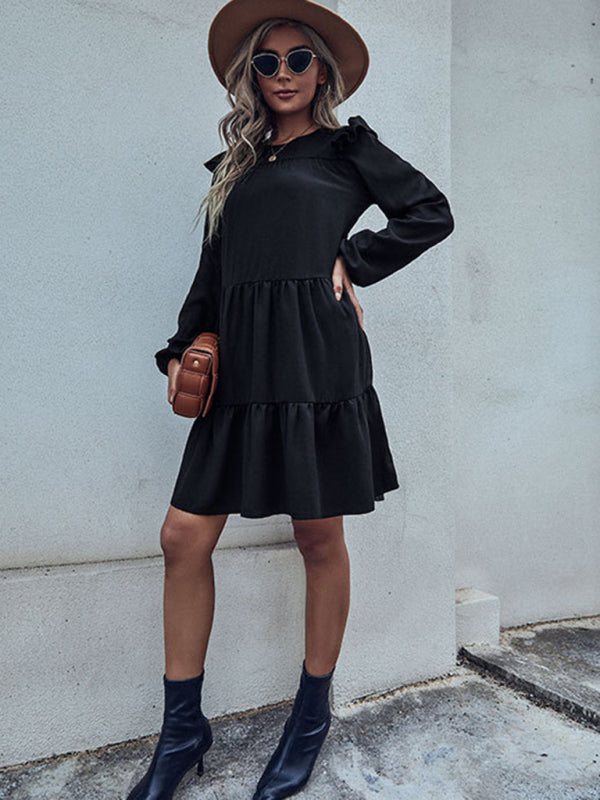 Women’s Casual Ruffled Long Sleeve Dress