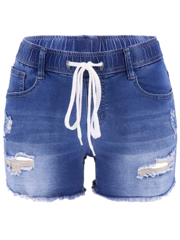 Women’s casual slim all-match ripped denim shorts