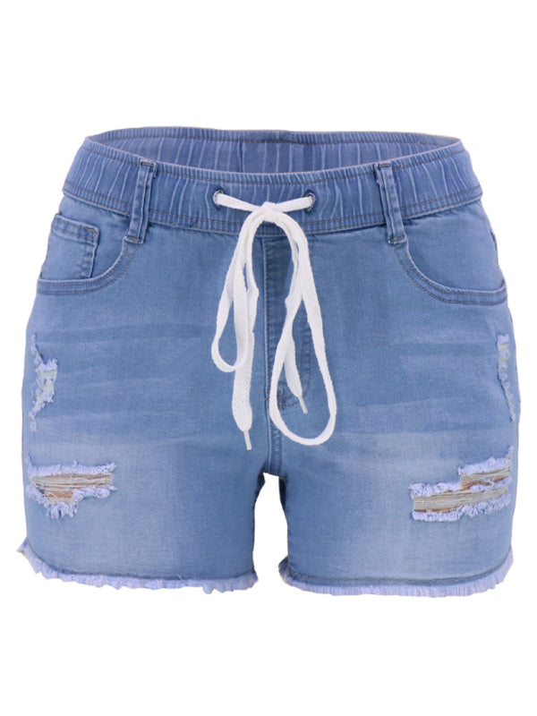 Women’s casual slim all-match ripped denim shorts