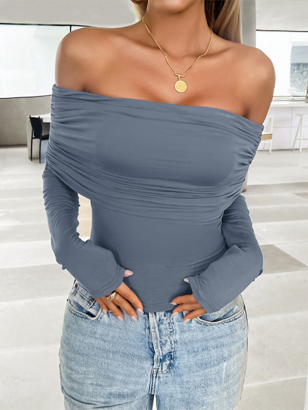 Women’s casual solid color pullover one shoulder top