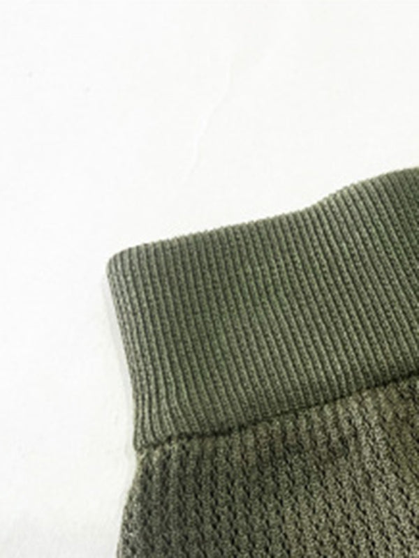 Women’s casual solid color short-sleeved sweater two-piece set