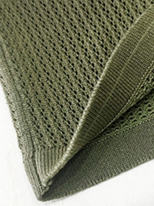 Women’s casual solid color short-sleeved sweater two-piece set