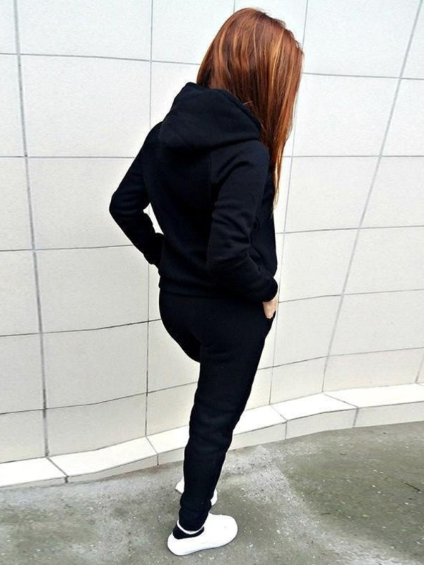 Women’s casual sports suit hooded fashionable fleece sweater suit