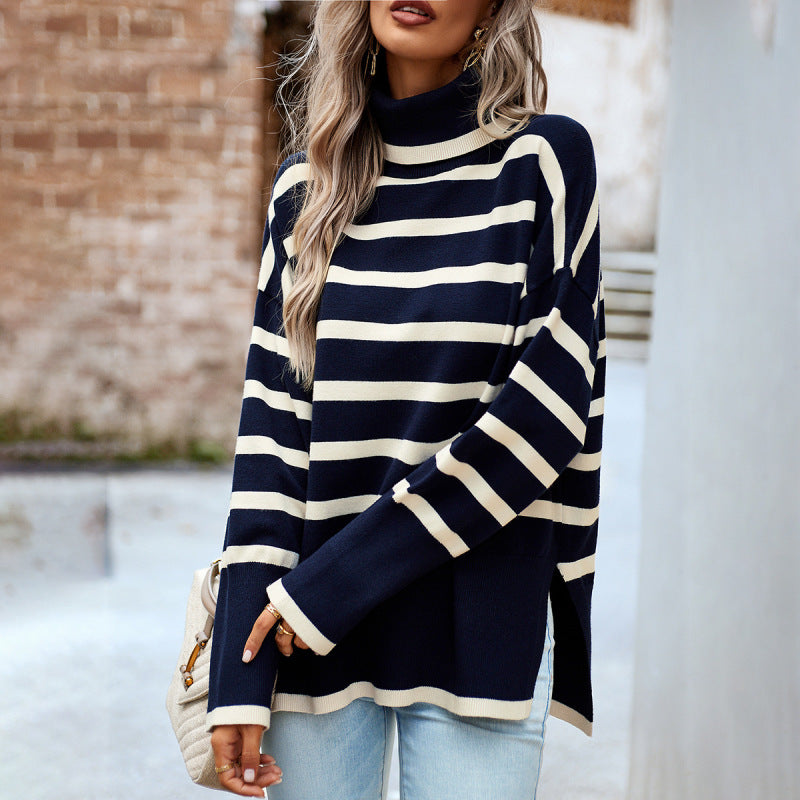 Women’s Casual Striped Knit Sweater Top - Champlain color / S