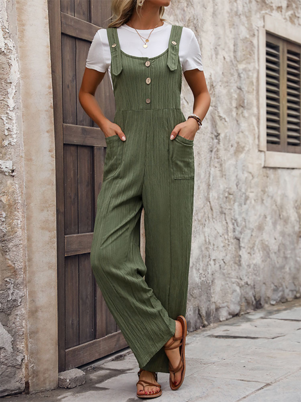 Women’s casual texture loose pleated overalls