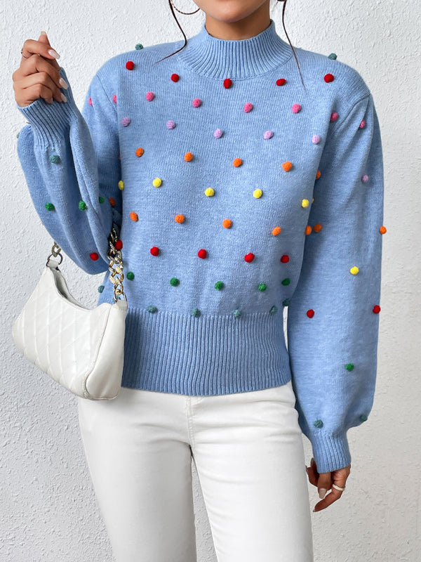 Women’s Color Beaded Women’s Knitwear Women’s Fashion Sweater - Blue / S