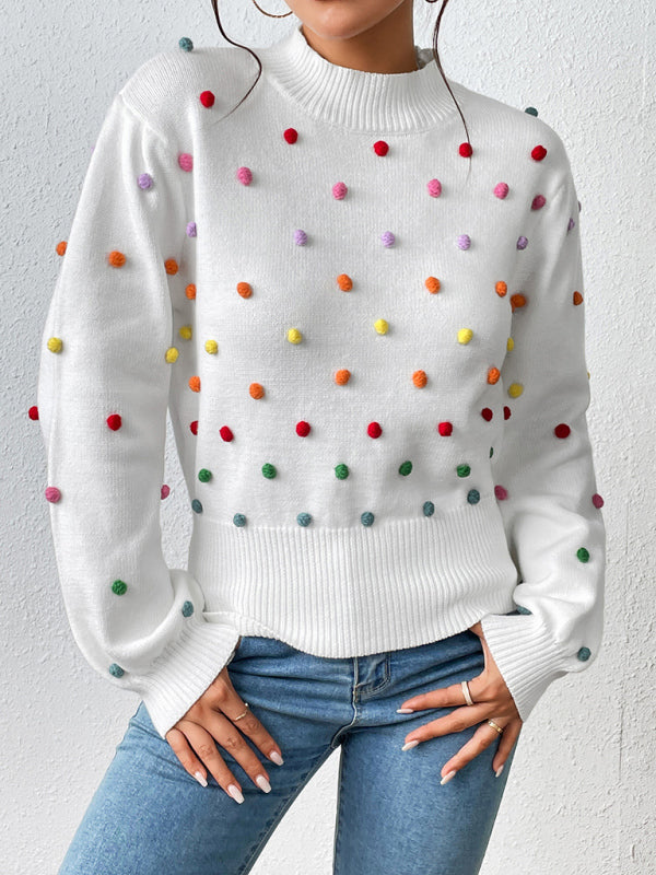 Women’s Color Beaded Women’s Knitwear Women’s Fashion Sweater - White / S