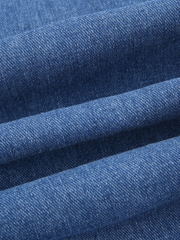 Women’s Contrasting Color Heart Graffiti Print Loose Jeans