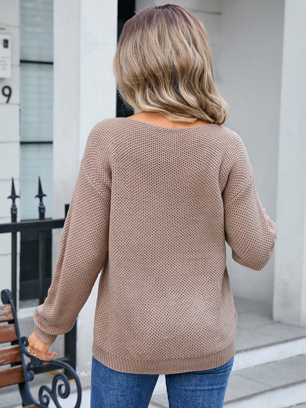 Women’s Crew Neck Pullover Pocket Sweater