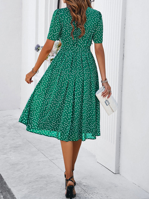 Green polka dot midi dress from Women’s elegant casual polka dot print strappy dress