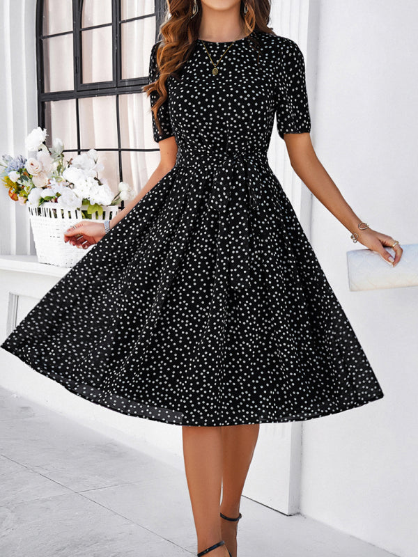 Black and white polka dot midi dress from Women’s Elegant Casual Polka Dot Print Strappy Dress