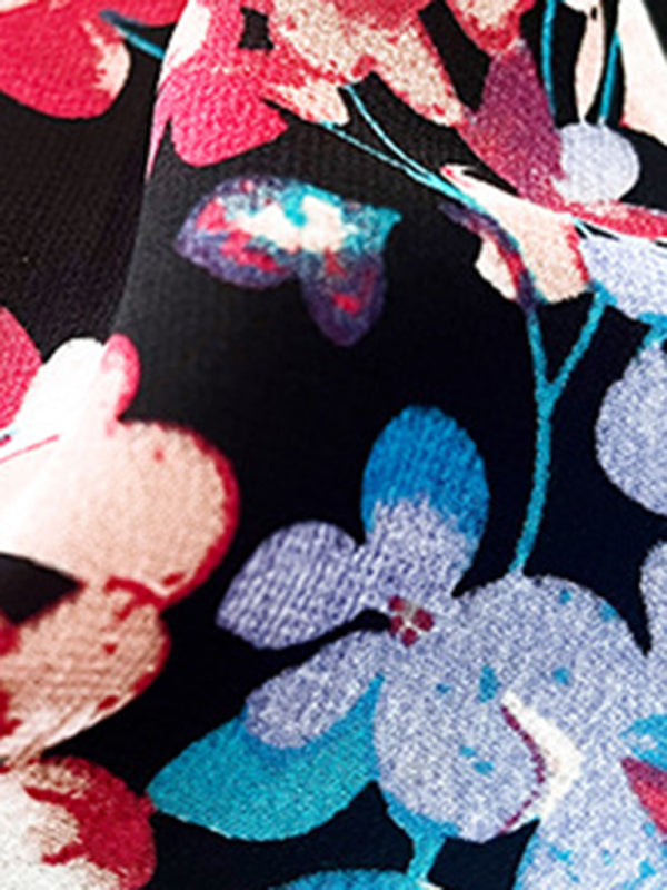 Elegant printed floral patterned fabric with slight elasticity for Women’s waist-cinching dress