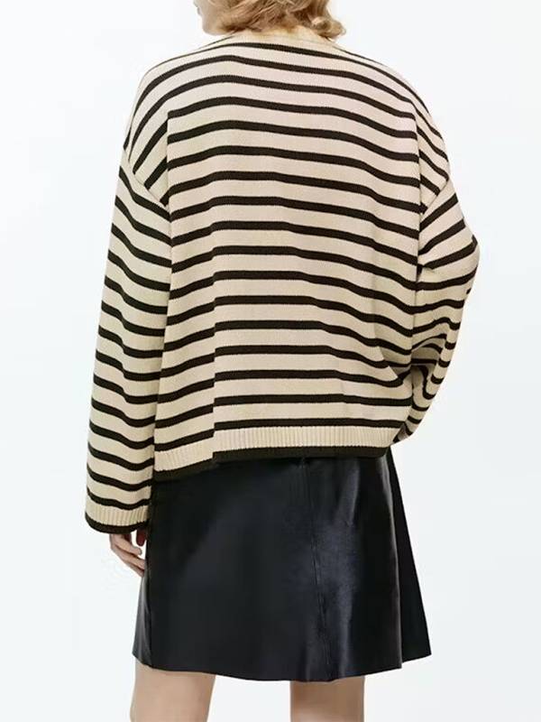 Women’s Fashion Casual Striped Contrast Color Sweater
