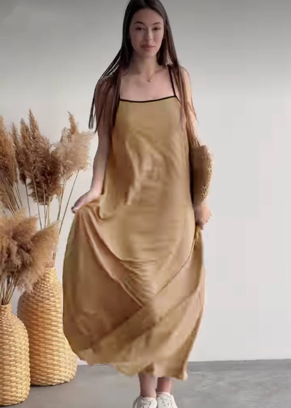 Women’s Fashion Casual Suspender Dress with Pockets