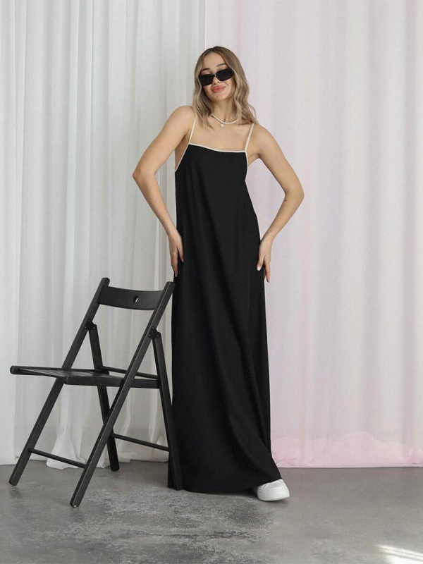 Women’s Fashion Casual Suspender Dress with Pockets