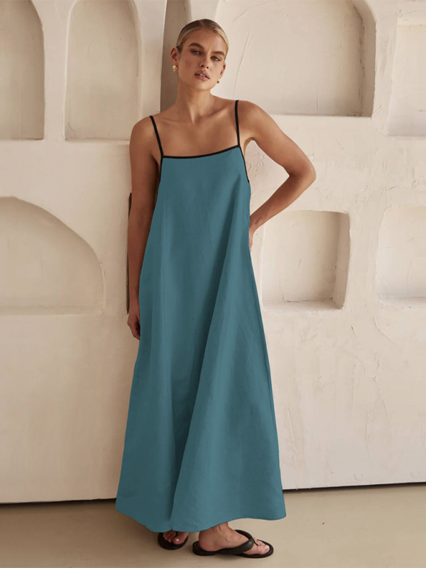 Women’s Fashion Casual Suspender Dress with Pockets - Champlain color / S