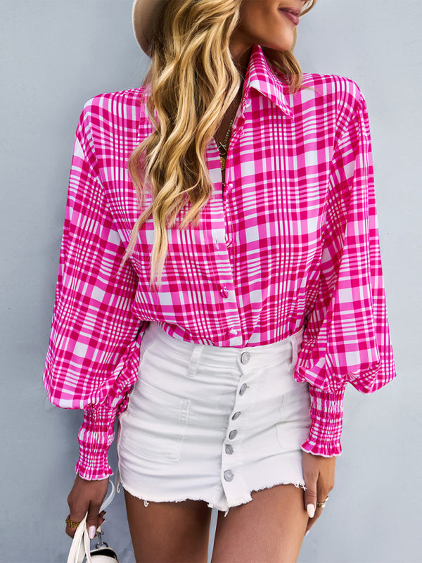 Women’s fashion commuter long sleeve versatile Shirt Top - Rose / S