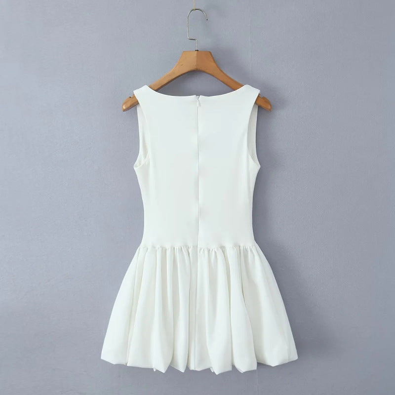 Women’s Fashion Hot Girl Suspender Puffy Dress - White / S
