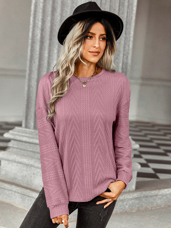 Women’s fashion loose solid color over knit - Pink / S